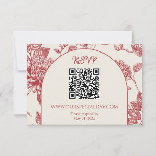 Cartão RSVP Rich Red French Floral Toile Floral Floral