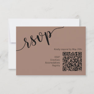 Cartão RSVP Rico Amor Preto Mocha Script Casamento Minimalista