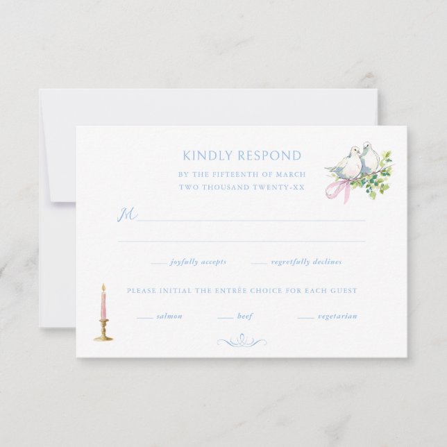 Cartão RSVP Rococo Hand Painted Wedding (Frente)