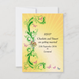 Cartão RSVP Rolos e Borboletas