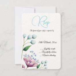 Cartão RSVP Romance Botânico Suave De Casamento Floral Elegant