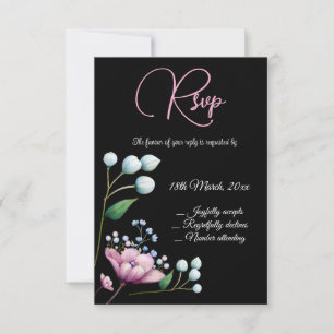 Cartão RSVP Romance Botânico Suave De Casamento Floral Elegant