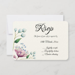 Cartão RSVP Romance Botânico Suave De Casamento Floral Elegant