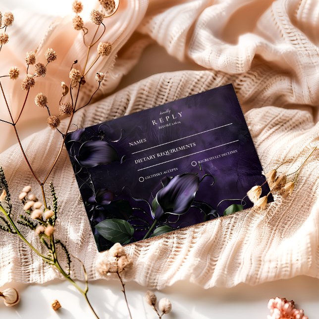 Cartão RSVP Romance Gótico Violeta Escuro (Criador carregado)