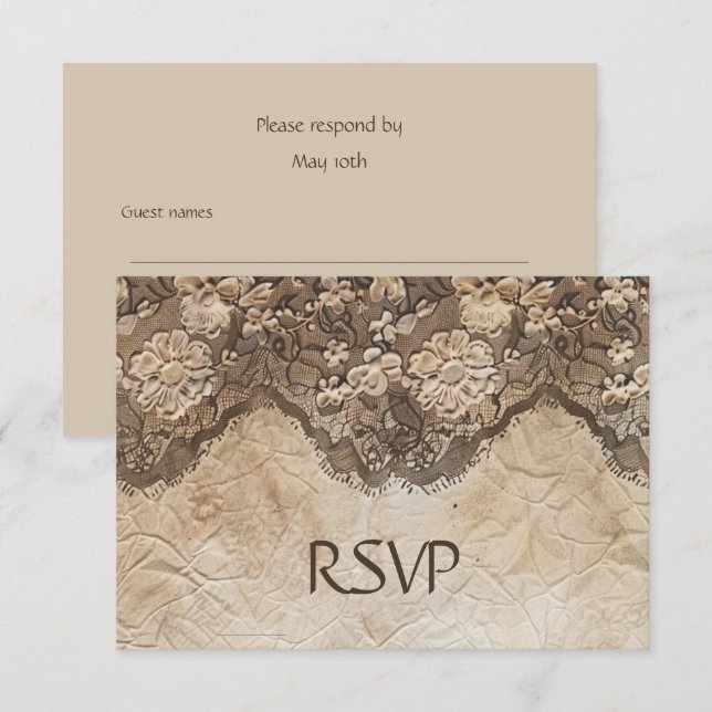 Cartão RSVP Românico Vintage Country Lace (Frente/Verso)