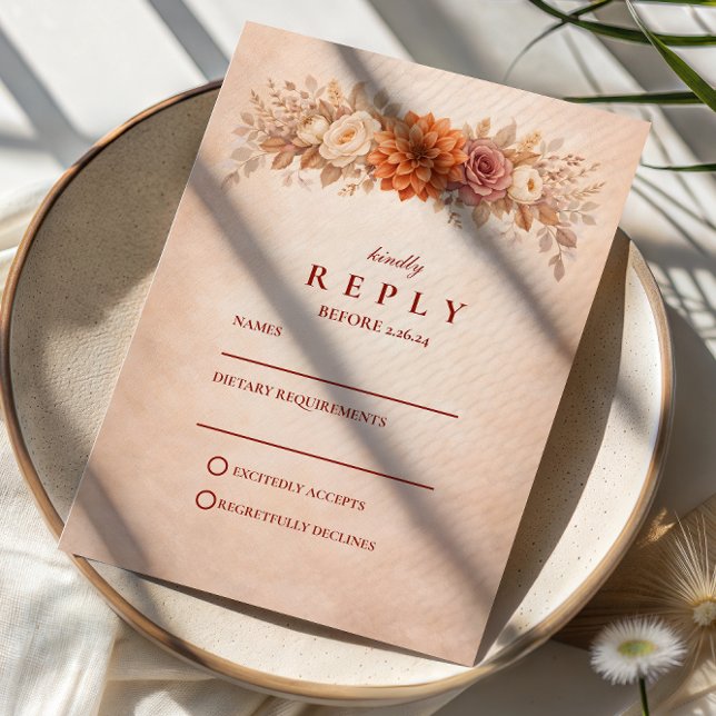 Cartão RSVP Romantic Autumn Garden Wedding (Criador carregado)
