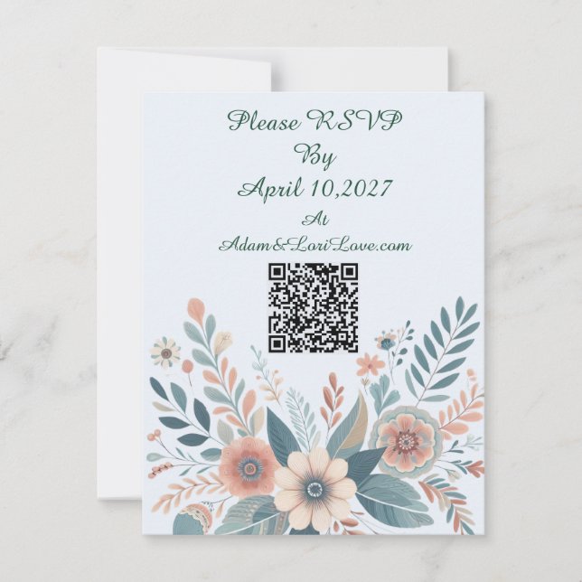 Cartão RSVP Romantic Bohemian Floral Wedding (Frente)