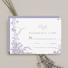 Cartão RSVP Romantic Botanical Arch Garden Lavender Wedding