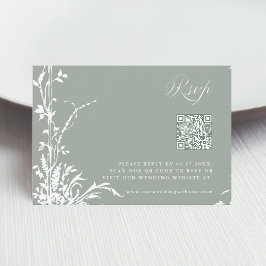 Cartão RSVP Romantic Botanical Garden Wedding Sage Green