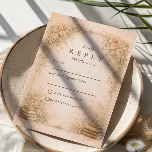 Cartão RSVP Romantic Botanical Wildflower Garden Wedding (Criador carregado)