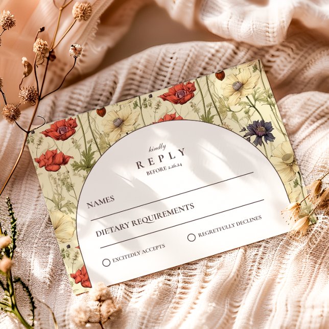 Cartão RSVP Romantic Fall Floral Wedding (Criador carregado)