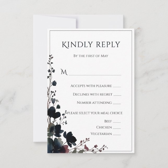 Cartão RSVP Romantic Floral Wedding Soft Elegant (Frente)