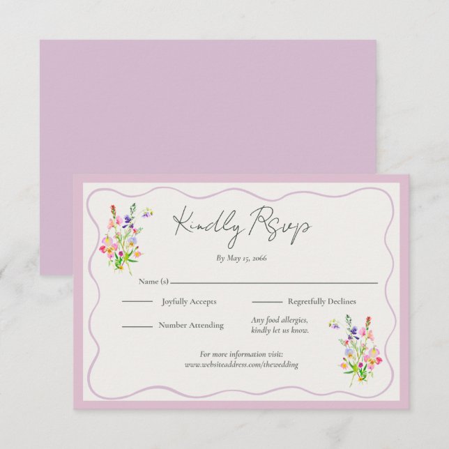 Cartão RSVP Romantic Garden Floral Wedding  (Frente/Verso)