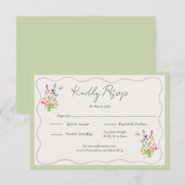 Cartão RSVP Romantic Garden Green Floral Wedding