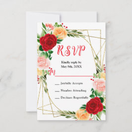 Cartão RSVP Romantic Red and Orange Roses