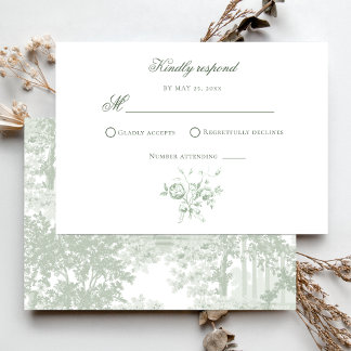 Cartão RSVP Romantic Sage Floral Wedding