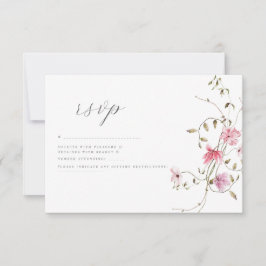 Cartão RSVP Romantic Soft Floral Blush pink watercolor wedding