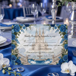 Cartão RSVP Romantic Swans Grand Staircase Fairytale