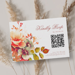 Cartão RSVP Romântica de outono Floral de Casamento Floral RSV