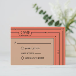 Cartão RSVP Romântica Vintage Inspirou Casamento de Corais Mud