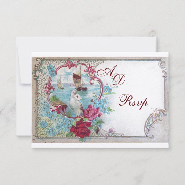 Cartão RSVP ROMANTICA WEDDING MONOGRAM RSVP,Ouro cor-de-rosa v (Frente)