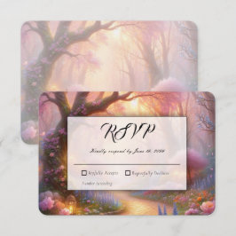 Cartão RSVP Romântico Caminho de Jardim Pastel com Lanterna Ca