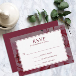 Cartão RSVP Romântico de Casamento Romântico Elega