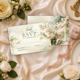 Cartão RSVP Romântico Jardim Francês Regência Floral