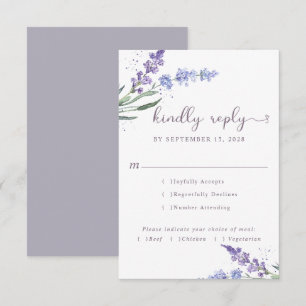 Cartão RSVP Romântico Lavanda Floral em Aquarela Escolha de