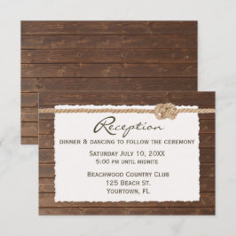 Cartão RSVP Rope Knot Na Recepção de casamento De Madeira
