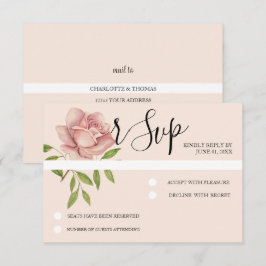 Cartão RSVP Rosa Artística Aquarela Pintada à Mão