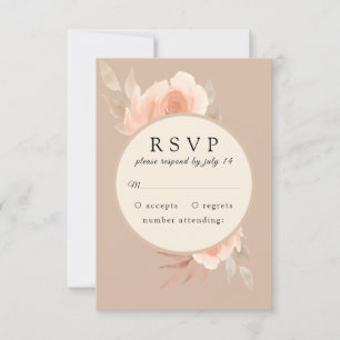 Cartão RSVP Rosa cor-de-rosa num quadro Casamento Botânico RS