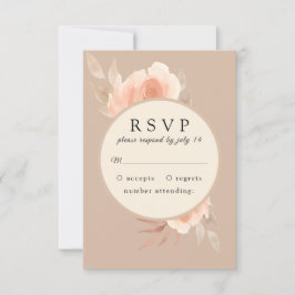 Cartão RSVP Rosa cor-de-rosa num quadro Casamento Botânico RSV