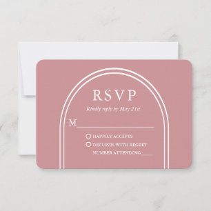 Cartão RSVP Rosa de Casamento de Arch Na moda Moderno Dourado