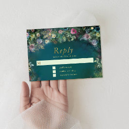 Cartão RSVP Rosa de Floresta Encantada Greenerescência Fada Wo