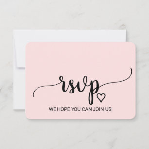 Cartão RSVP Rosa Desmaiado Simples Caligrafia Site de Casament