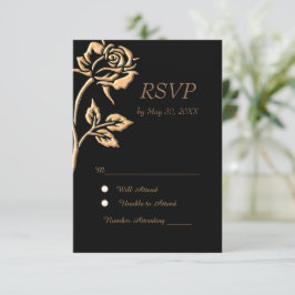 Cartão RSVP Rosa Dourado simples