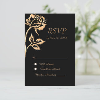 Cartão RSVP Rosa Dourado simples