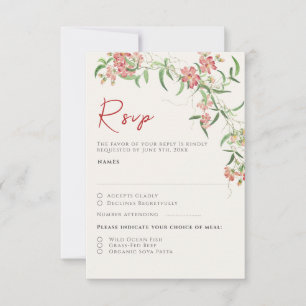 Cartão RSVP Rosa Flor Silvestre Primavera Grinalda Casamento