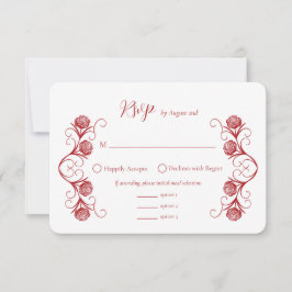 Cartão RSVP Rosa gótica moderna suprime o casamento vermelho d