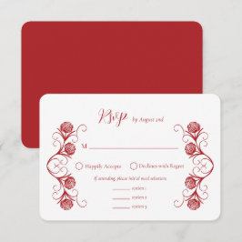 Cartão RSVP Rosa gótica moderna suprime o casamento vermelho d