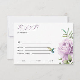 Cartão RSVP Rosa púrpura e beija-flor