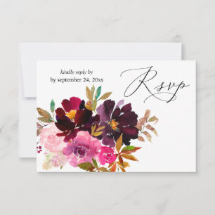 Cartão RSVP Rosa, Quente e Blush, cor-de-rosa e púrpura, com r