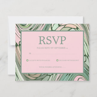 Cartão RSVP Rosa Simples e Moderno e Bat Verde Mitzvah