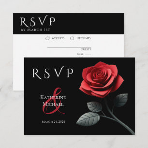 Cartão RSVP Rosa vermelha-RSVP-Casamento-