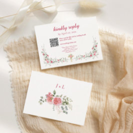 Cartão RSVP Rosa Watercolor e Casamento Cruzado Cristão