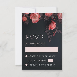Cartão RSVP Rosas 3D de Damasco Casamento