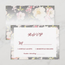 Cartão RSVP Rosas Amarelas Cor-de-Água Rosa,borradas,desfocada