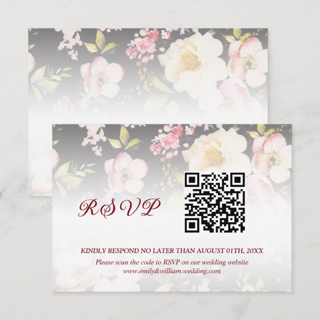 Cartão RSVP Rosas Amarelas Cor-de-Água Rosa,borradas,desfocada (Frente/Verso)