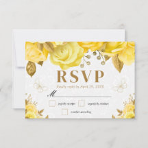 Rosas Amarelas e Douradas de Aquarela Casamento